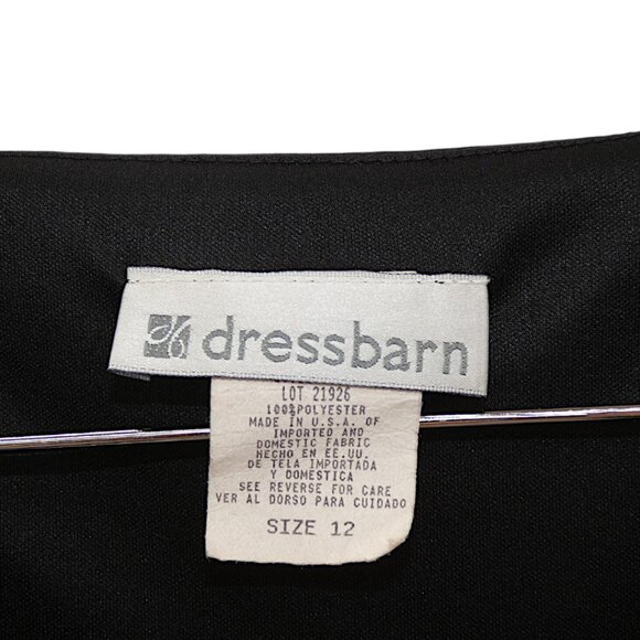 Vintage 90s Dressbarn Black Flutter Sleeve Dress Asymmetrical Hem Made in USA 12 - Picture 12 of 12